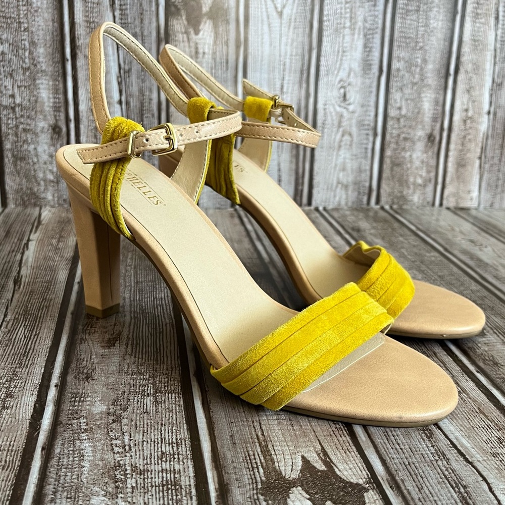 Seychelles Prime Yellow and Nude Leather Heels NWOT - Picture 3 of 10